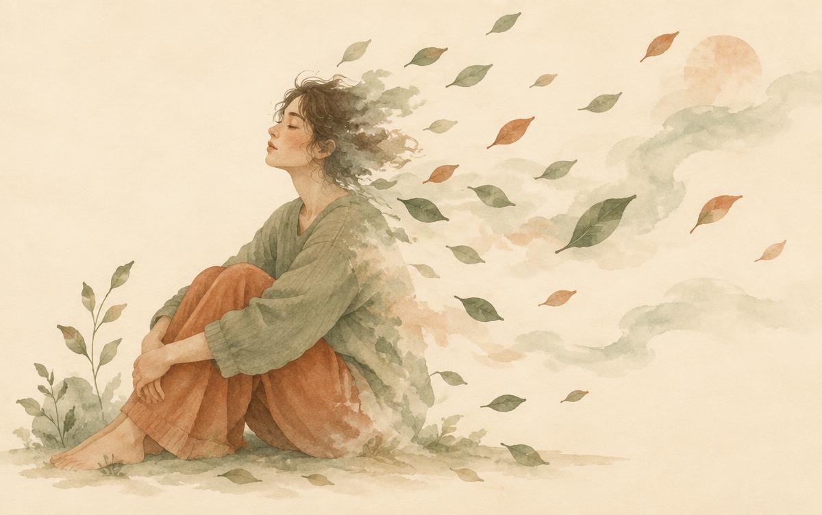 Mujer junto a una ventana con la mirada perdida, ilustrando un episodio de disociación